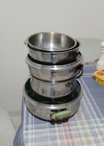 Yeşil Saplı Gri Tencere Seti - Görsel 5