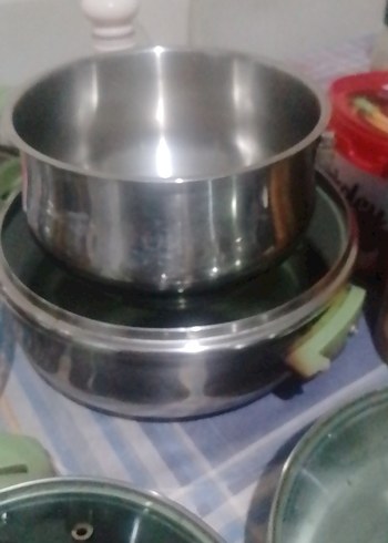 Yeşil Saplı Gri Tencere Seti - Görsel 8