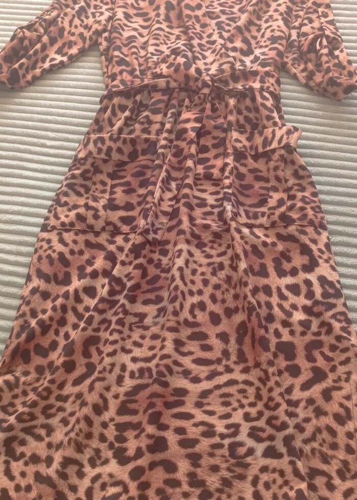 Leopar desenli elbise  - Görsel 2