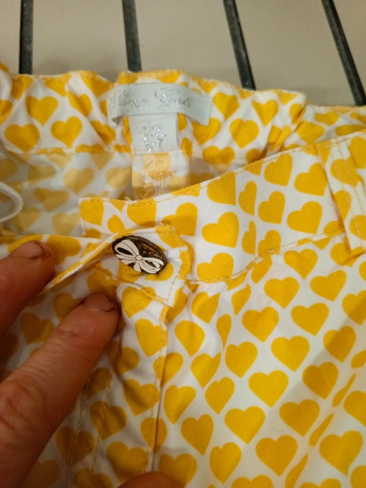 Sarı Kalp Desenli Düğmeli Hamile Midi Şort - Görsel 2