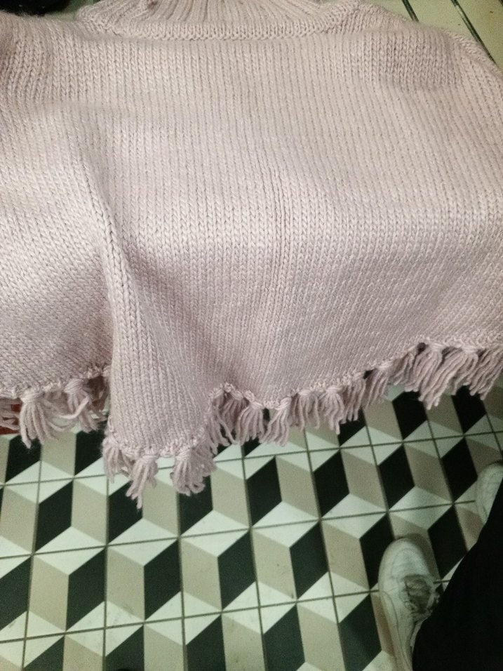 Kız Çocuk Kapüşonlu Pembe Örgü Panço - Görsel 3