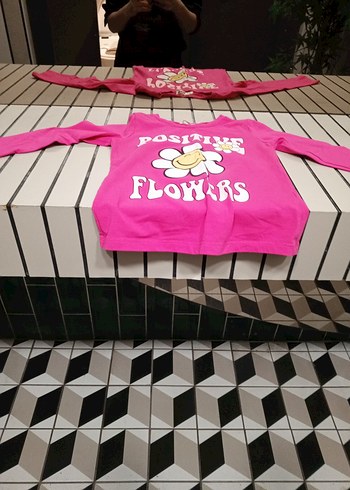 Kız Çocuk Pembe Uzun Kollu Baskılı Tişört - Görsel 5