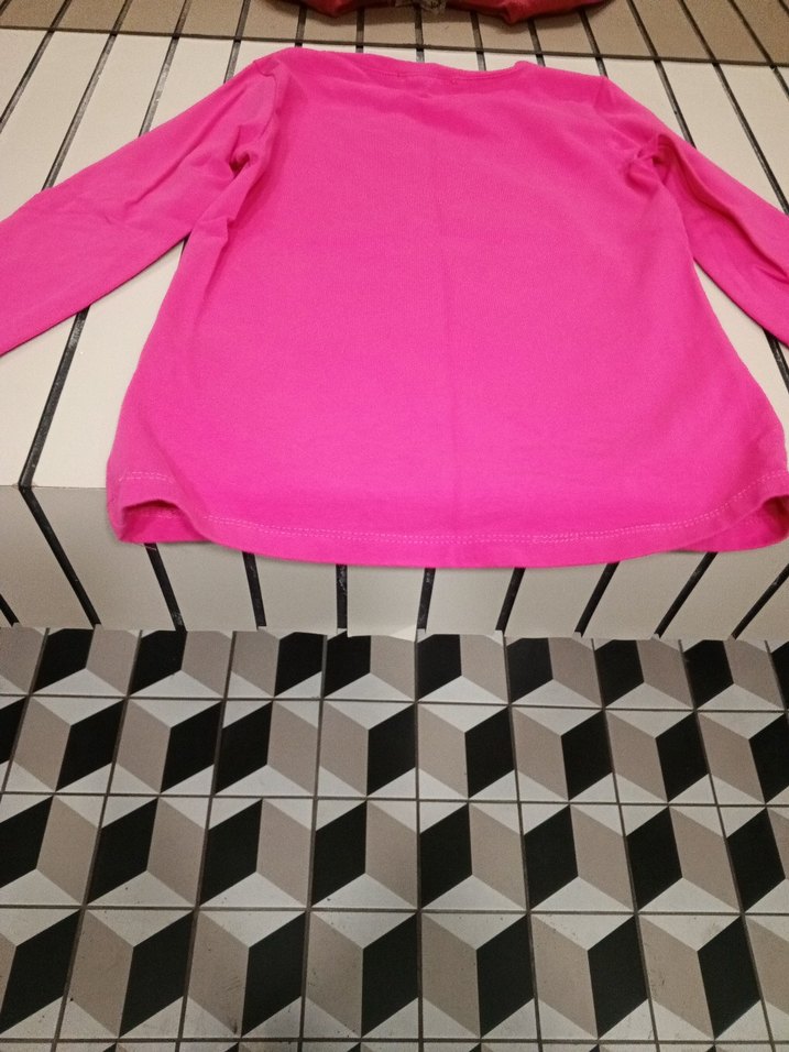 Kız Çocuk Pembe Uzun Kollu Baskılı Tişört - Görsel 3