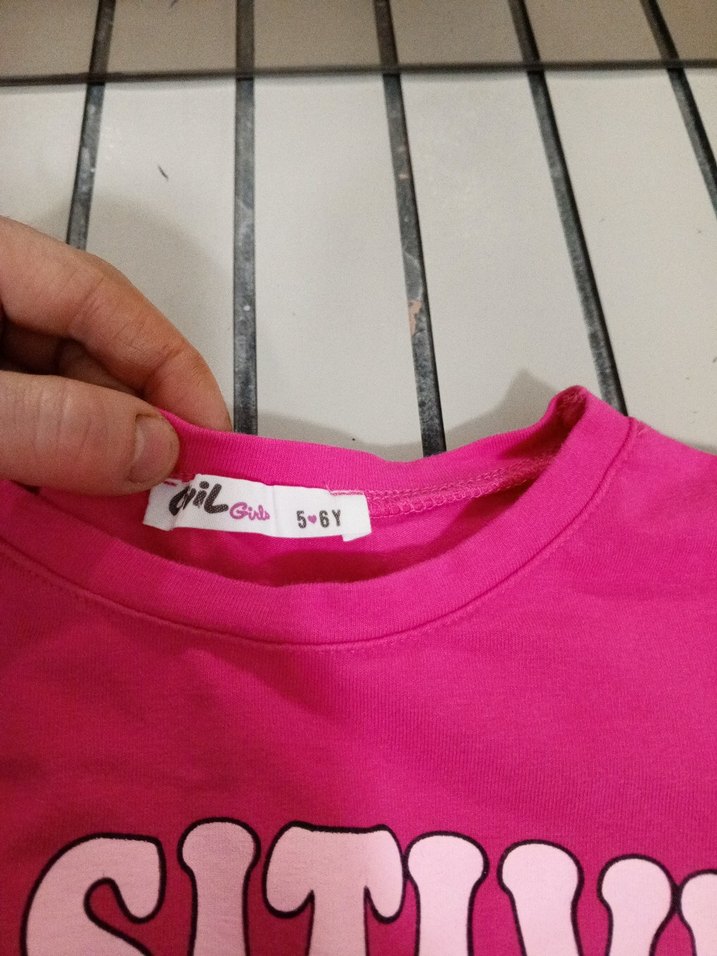 Kız Çocuk Pembe Uzun Kollu Baskılı Tişört - Görsel 2