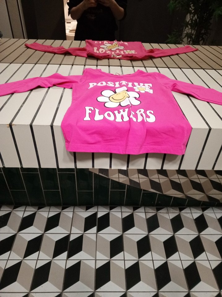 Kız Çocuk Pembe Uzun Kollu Baskılı Tişört - Görsel 5