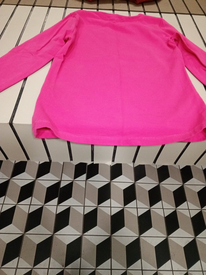 Kız Çocuk Pembe Uzun Kollu Baskılı Tişört - Görsel 4