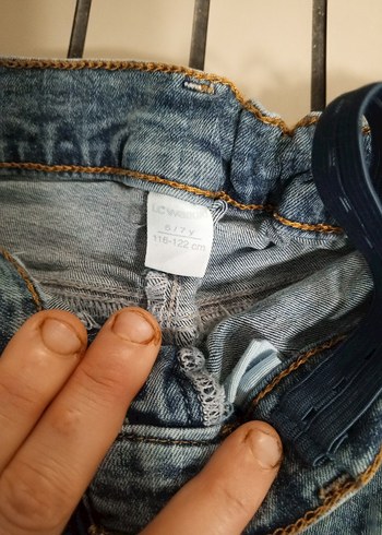 Düğmeli Mavi Kadın Kot Pantolon - Görsel 2