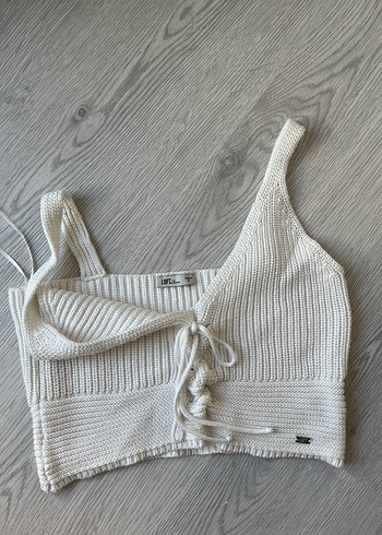 s Beden Bohem Tarz Mini Beyaz Triko crop