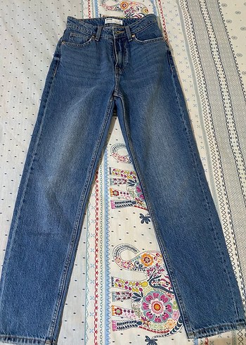 Kadın Mavi Denim MoM fit jean