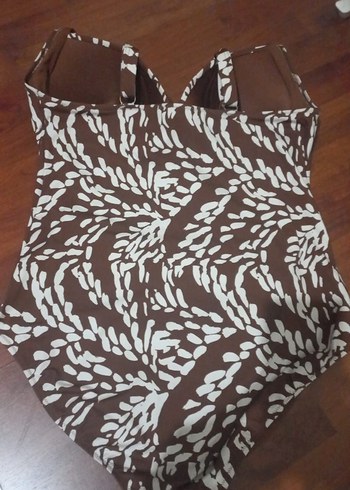 Kahverengi Zebra Desenli Drapeli Kadın Mayo - Görsel 3