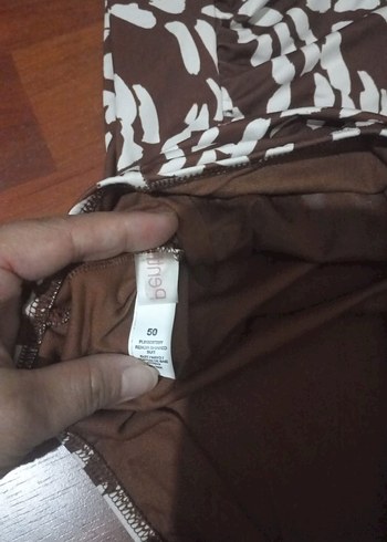 Kahverengi Zebra Desenli Drapeli Kadın Mayo - Görsel 2