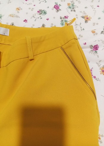 Kadın Sarı Midi Kumaş Pantolon - Görsel 6