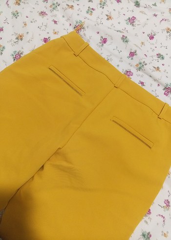 Kadın Sarı Midi Kumaş Pantolon - Görsel 4