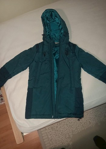 Çocuk Turkuaz Kısa Kapüşonlu Ceket - Görsel 7