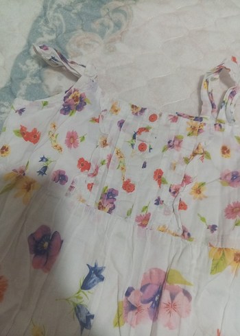 Çiçek Desenli Kız Çocuk Askılı Elbise - Görsel 2