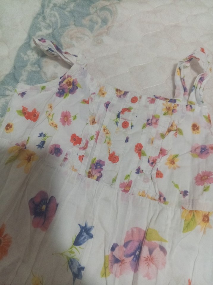 Çiçek Desenli Kız Çocuk Askılı Elbise - Görsel 2