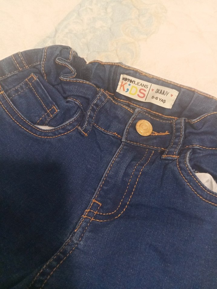 kız Çocuk Renkli Batik Desenli Kot Pantolon - Görsel 2