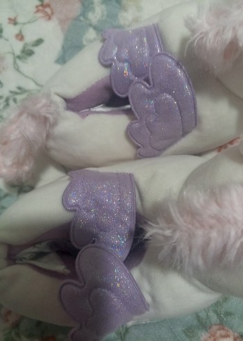 Kızlar için Mor Unicorn Peluş Terlik - Görsel 5