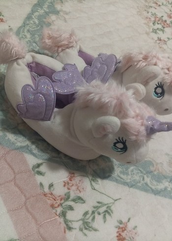 Kızlar için Mor Unicorn Peluş Terlik - Görsel 4