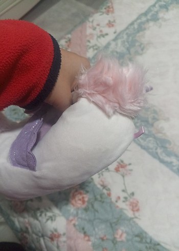 Kızlar için Mor Unicorn Peluş Terlik - Görsel 6