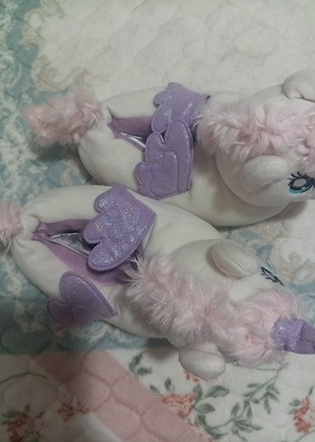Kızlar için Mor Unicorn Peluş Terlik - Görsel 3