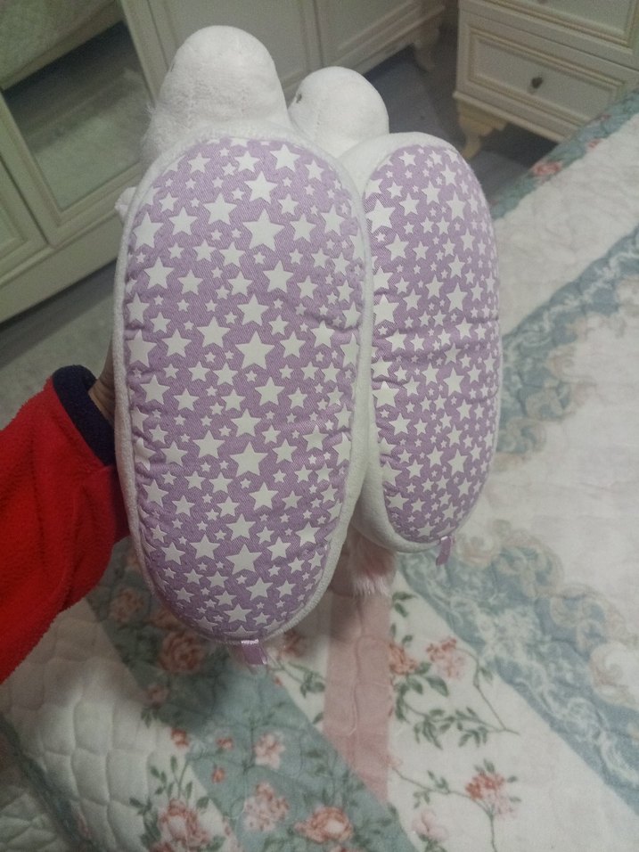 Kızlar için Mor Unicorn Peluş Terlik - Görsel 2