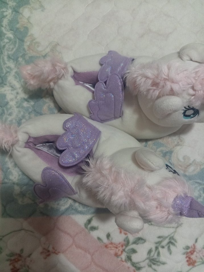 Kızlar için Mor Unicorn Peluş Terlik - Görsel 3