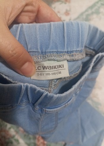 Düğmeli Mavi Kız Kot Pantolon - Görsel 5