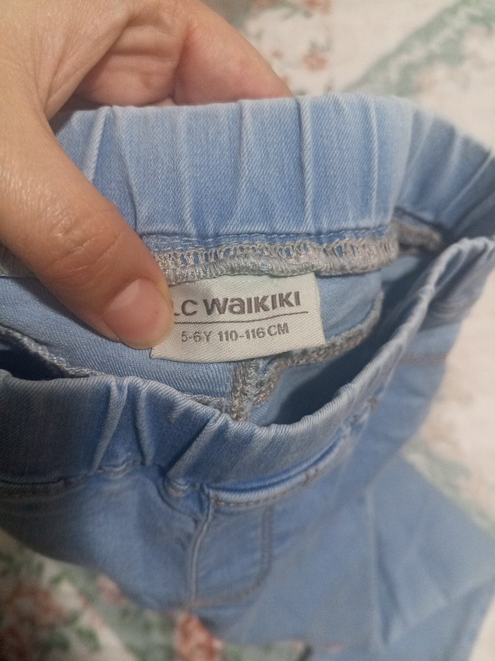 Düğmeli Mavi Kız Kot Pantolon - Görsel 5