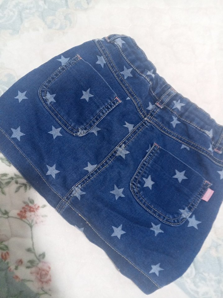 Kız Çocuk Renkli Bağlamalı Denim Etek - Görsel 3