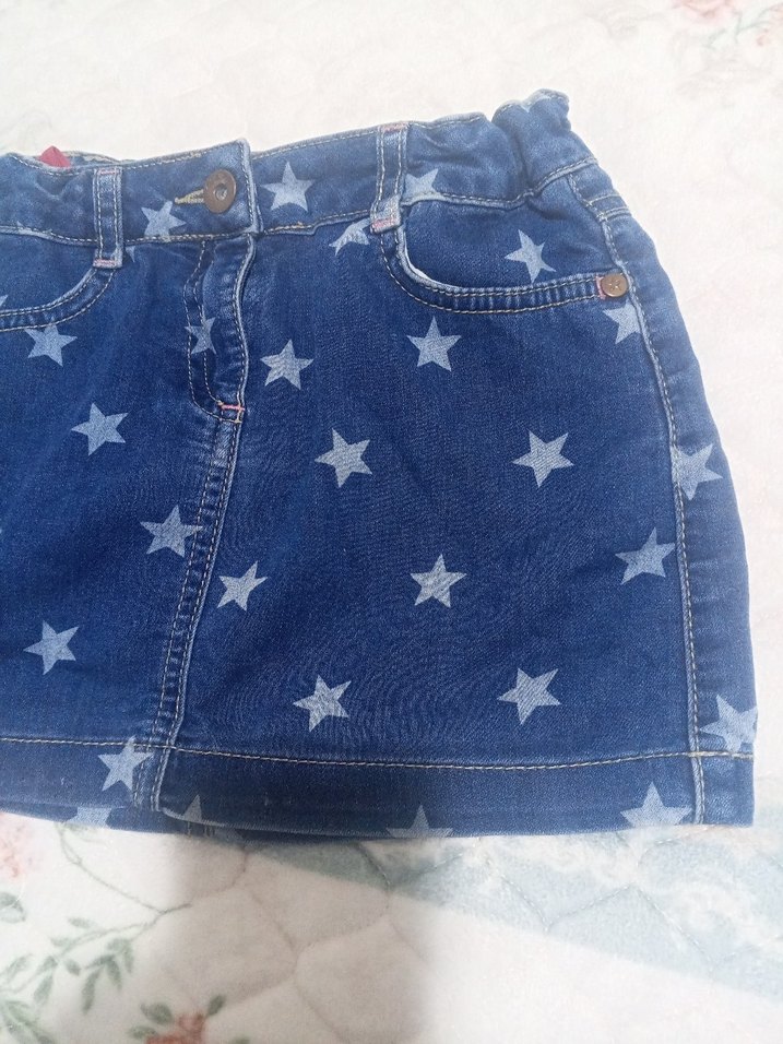 Kız Çocuk Renkli Bağlamalı Denim Etek - Görsel 2