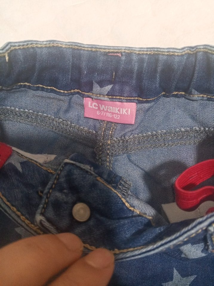 Kız Çocuk Renkli Bağlamalı Denim Etek - Görsel 5
