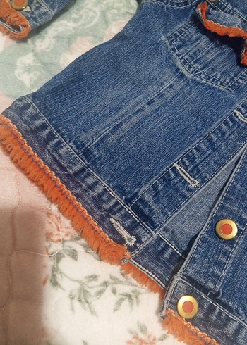 Nakışlı Düğmeli Kız Çocuk Kot Ceket - Görsel 4