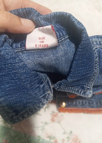 Nakışlı Düğmeli Kız Çocuk Kot Ceket - Görsel 6