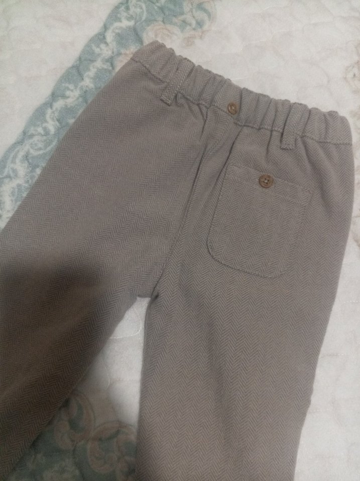 Bej Keten Erkek Çocuk Bol Paça Pantolon - Görsel 4