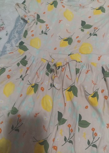 Sarı Desenli Kız Çocuk Elbisesi - Görsel 2