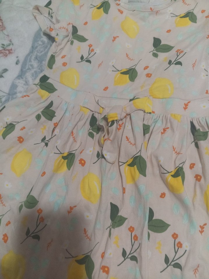 Sarı Desenli Kız Çocuk Elbisesi - Görsel 2