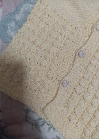 Kız Çocuk Sarı Kısa Kollu İnce Örgü Hırka - Görsel 3