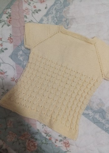 Kız Çocuk Sarı Kısa Kollu İnce Örgü Hırka - Görsel 2