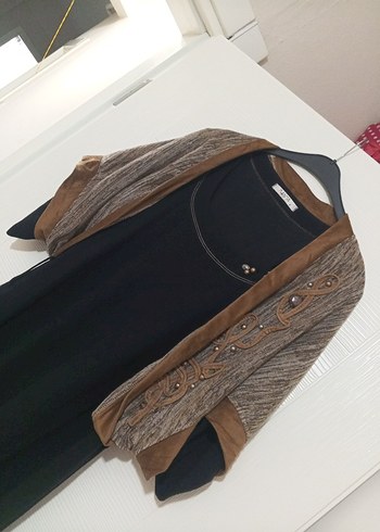 Kahverengi Süet Kemerli Uzun Elbise - Görsel 3