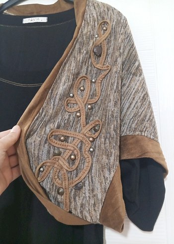 Kahverengi Süet Kemerli Uzun Elbise - Görsel 4