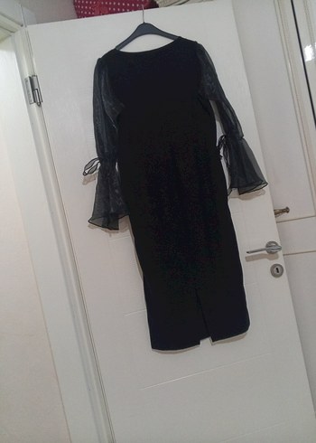 Siyah Uzun Kollu Gotik Kadın Elbise - Görsel 6