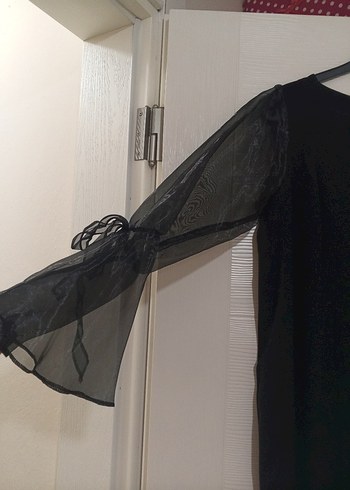 Siyah Uzun Kollu Gotik Kadın Elbise - Görsel 5