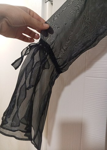 Siyah Uzun Kollu Gotik Kadın Elbise - Görsel 8