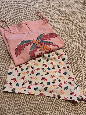Koton şortlu pijama takımı