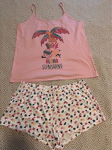 xl Beden Koton şortlu pijama takımı