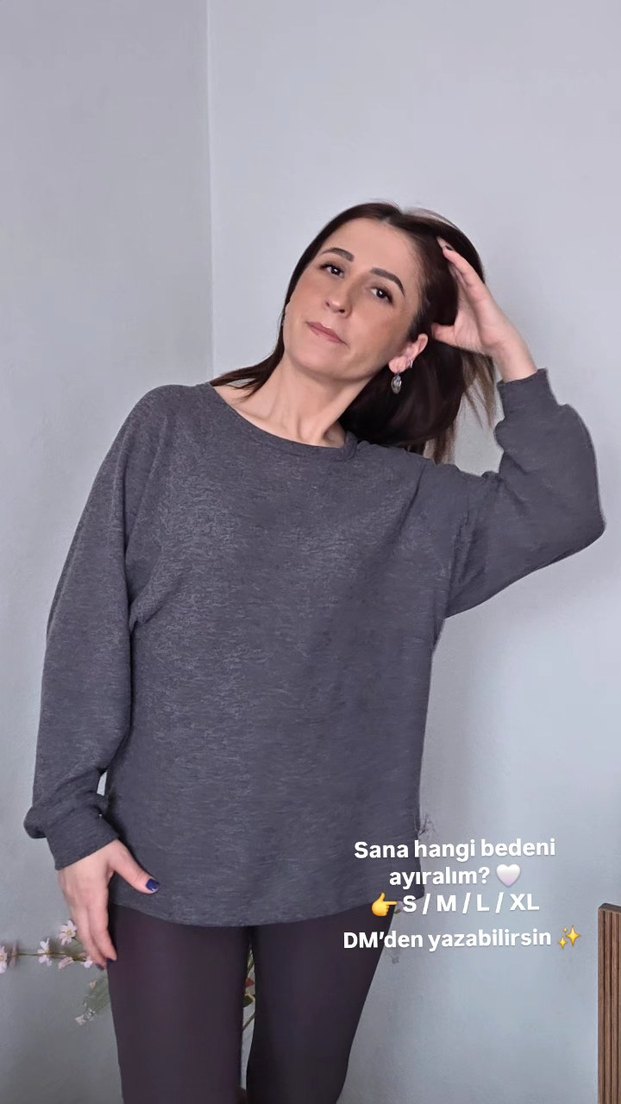 Gri Salaş Kadın Triko Bluz - Görsel 2