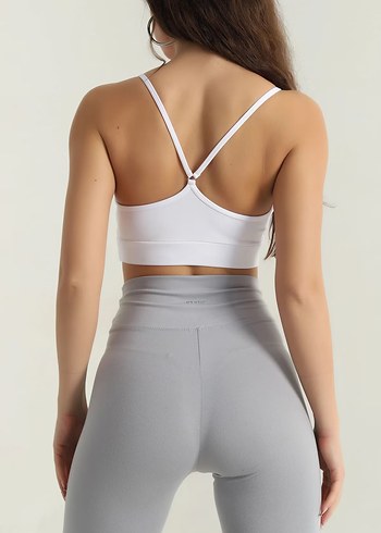 Beyaz İnce Askılı Spor Büstiyer - Görsel 3