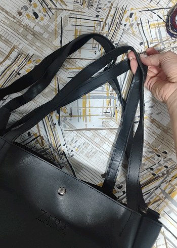 Zara Siyah Deri Fermuarlı Kadın Çanta - Görsel 3