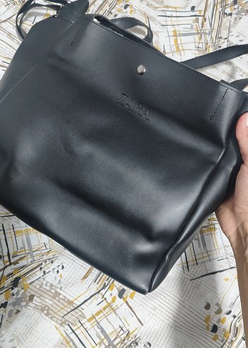 Zara Siyah Deri Fermuarlı Kadın Çanta - Görsel 5